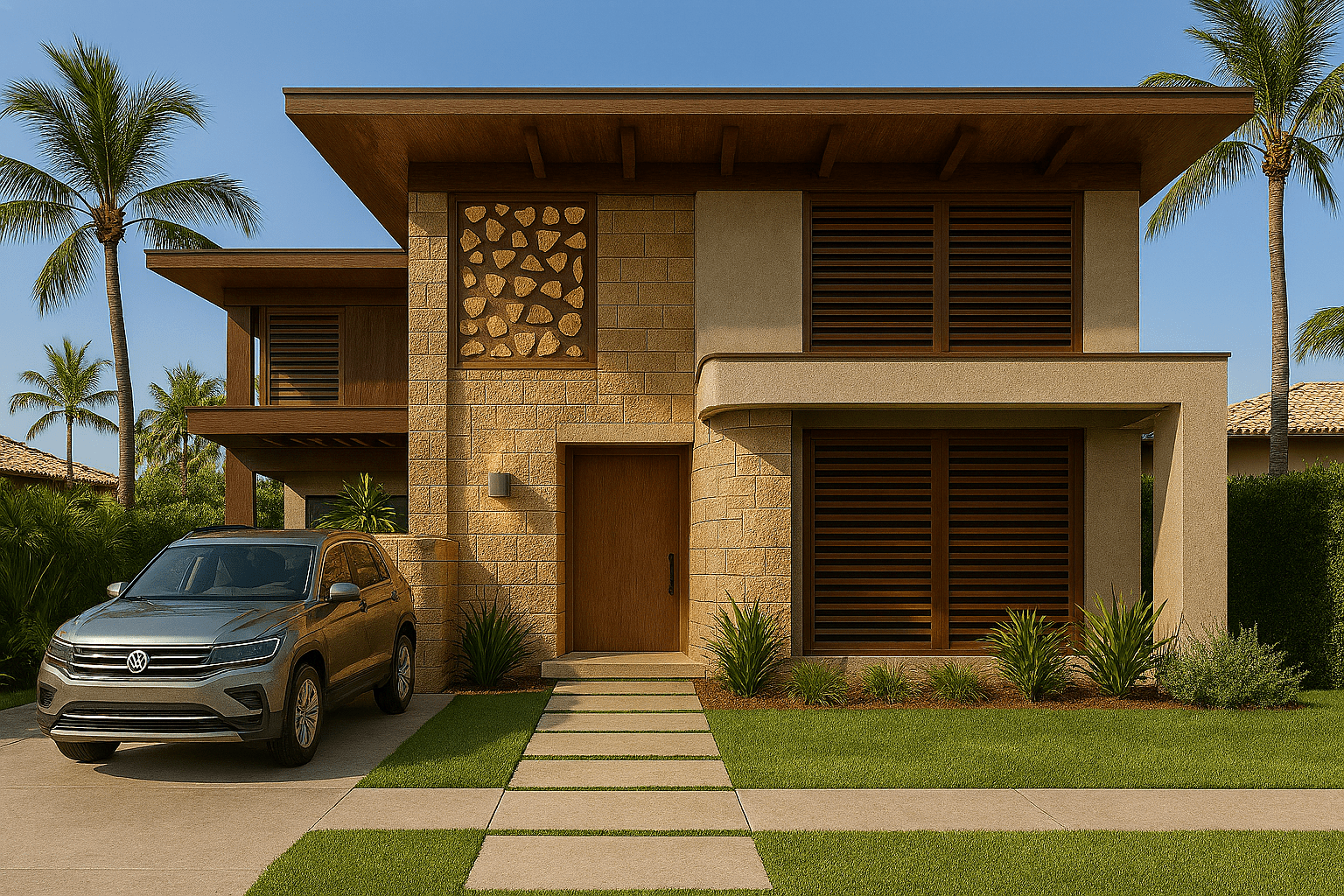 Estudo De Caso: Casa De 250M² No Condomínio Villas De Carapibus – Arquitetura Sustentável E Funcional No Conde, Pb 3 Cactos Arquitetos Em Campina Grande Fachada alternativa - Casa em Villas de Carapibus