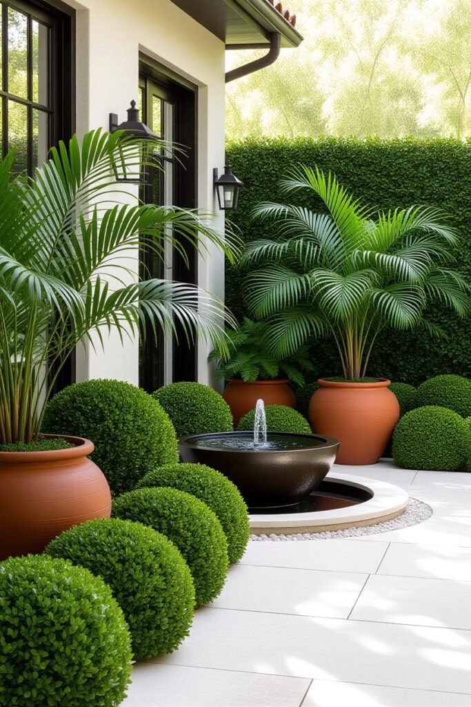 5 Ideias Criativas Para Transformar Espaços Pequenos Em Jardins Dos Sonhos 10 Cactos Arquitetos Em Campina Grande catinho do quintal com buxinhos e palmeira rafis para criar um jardim pequeno no quintal | Cactos Arquitetos em Campina Grande