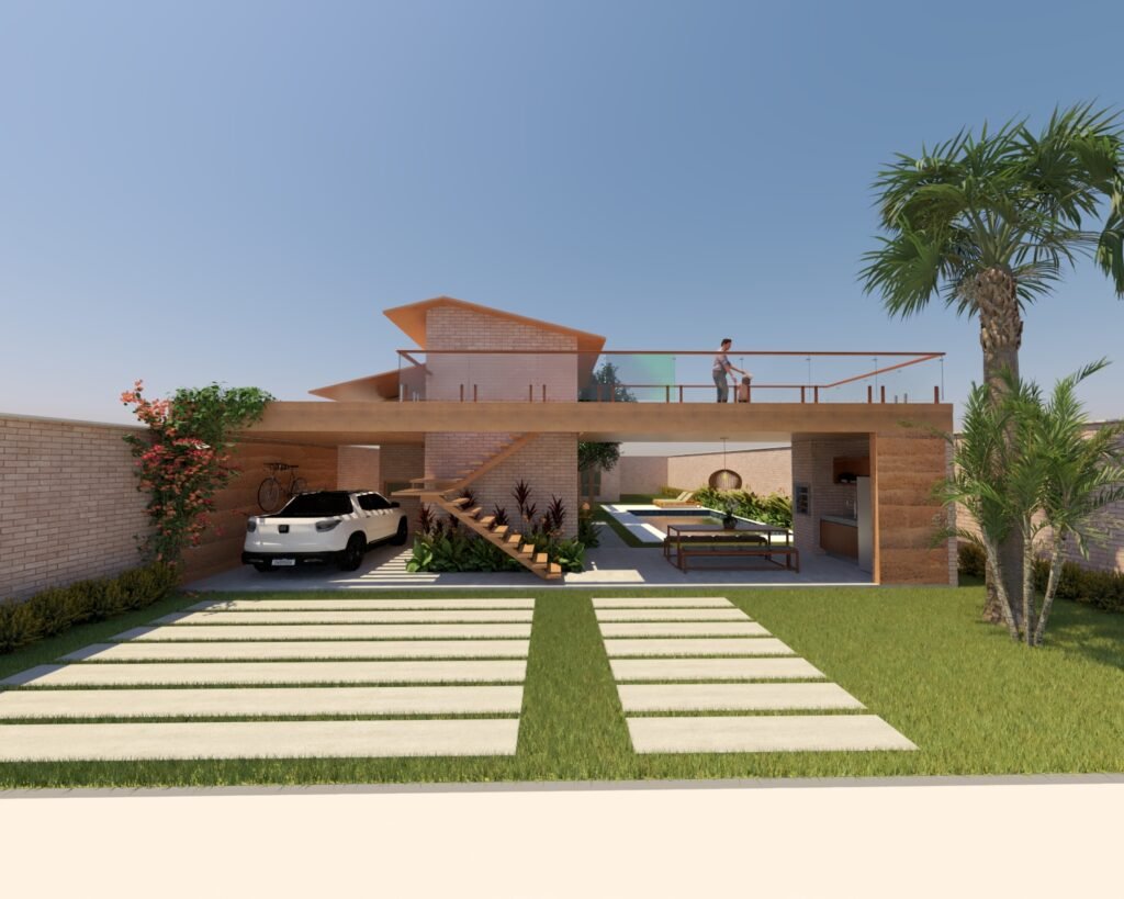 Fachadas Sustentáveis Na Paraíba: Conforto Térmico E Estilo Com Materiais Naturais 18 Cactos Arquitetos Em Campina Grande Casa feita com Tijolo Ecológico na Cidade do Conde PB