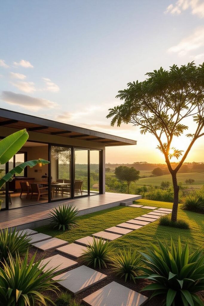Arquiteto Em Patos: Projeto Residencial Sustentável E Tradicional Para Família De Cinco 11 Cactos Arquitetos Em Campina Grande projeto de arquitetura para a cidade de Patos PB - Fachada moderna integrada com a natureza