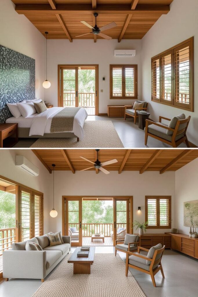 Residência Moderna Em Fagundes Pb - Um Estudo De Caso. 8 Cactos Arquitetos Em Campina Grande quarto de casal com toque contemporâneo - sala de estar aconchegante - arquitetos em fagundes pb