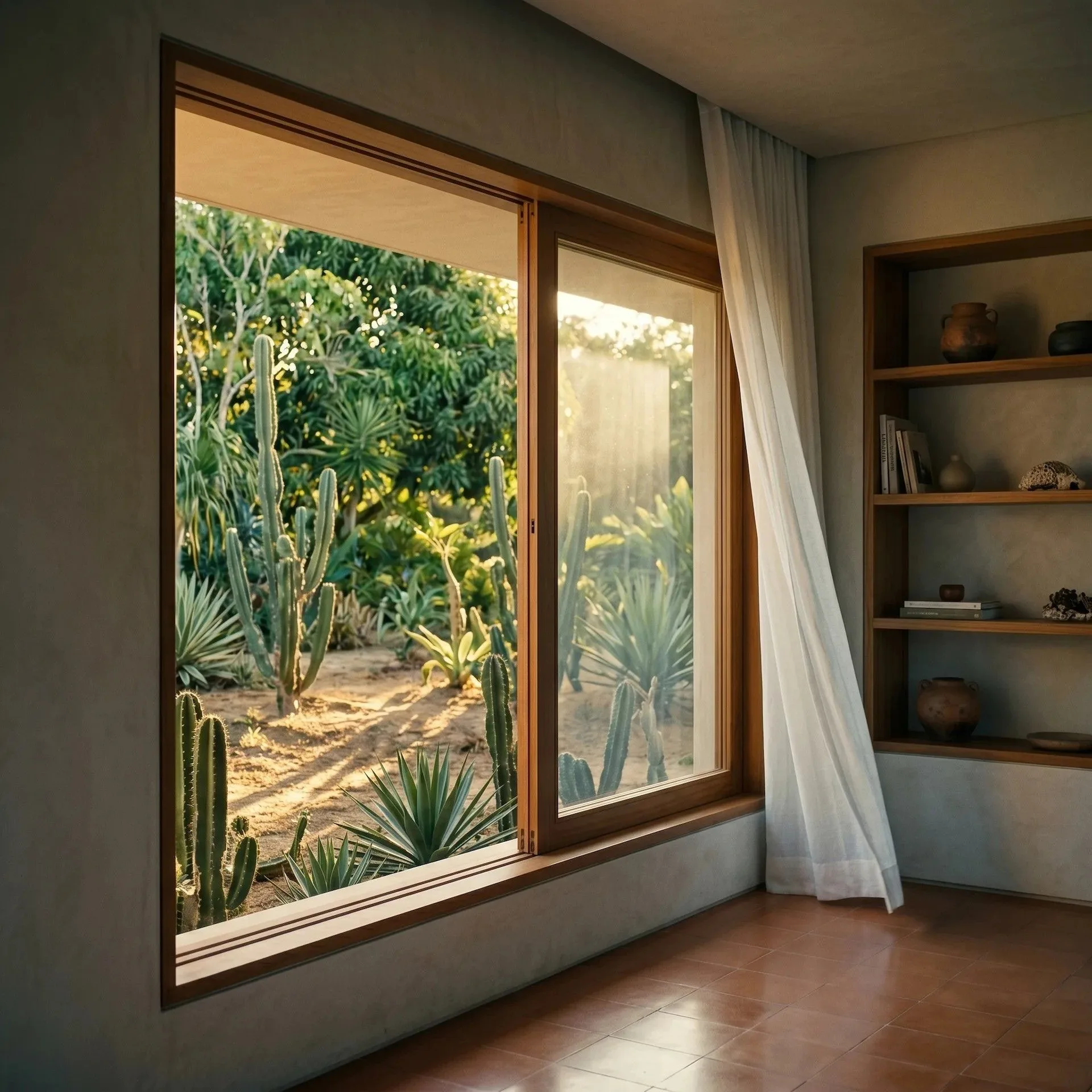 Interior com janela aberta — projeto Cactos Arquitetos